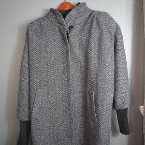 DonnyBrooke Womens Multicolored Vintage Wool Bomber Button Down Coat Size 8